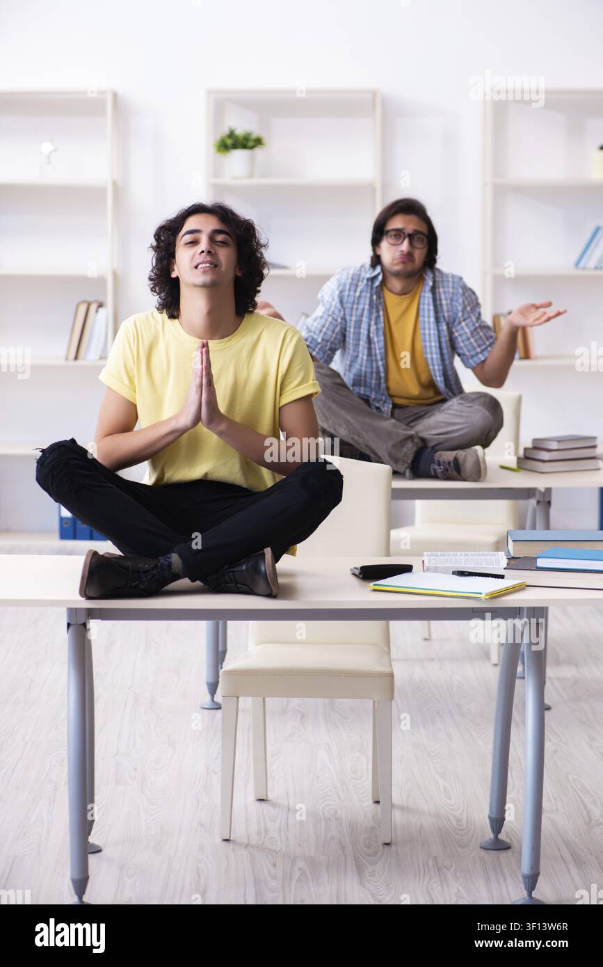 Two male students in the classroom Stock Photo