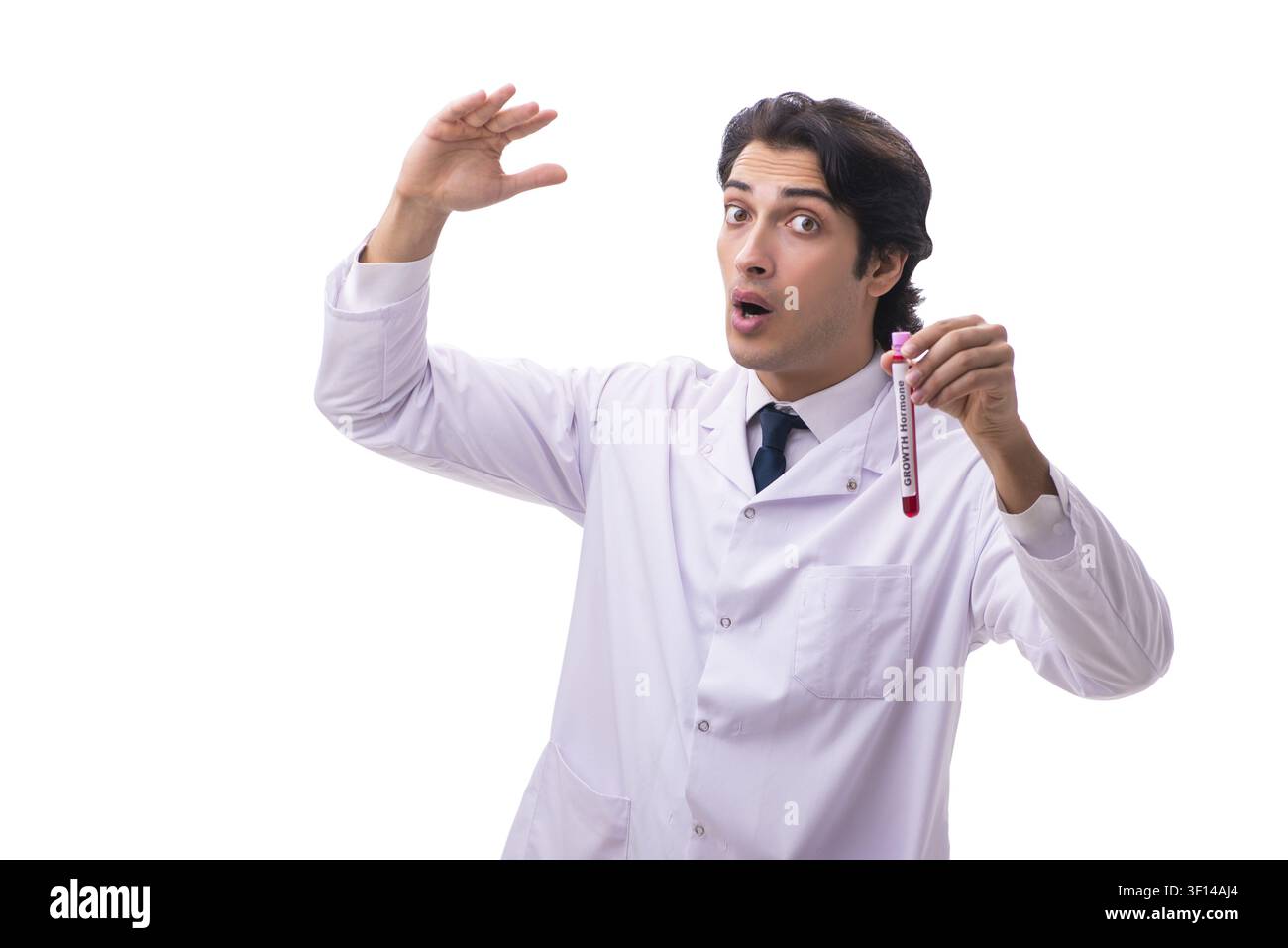 Young chemist isolated on white background Stock Photo