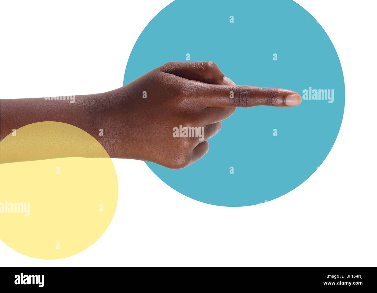 Person pointing to the right. Stock Photo