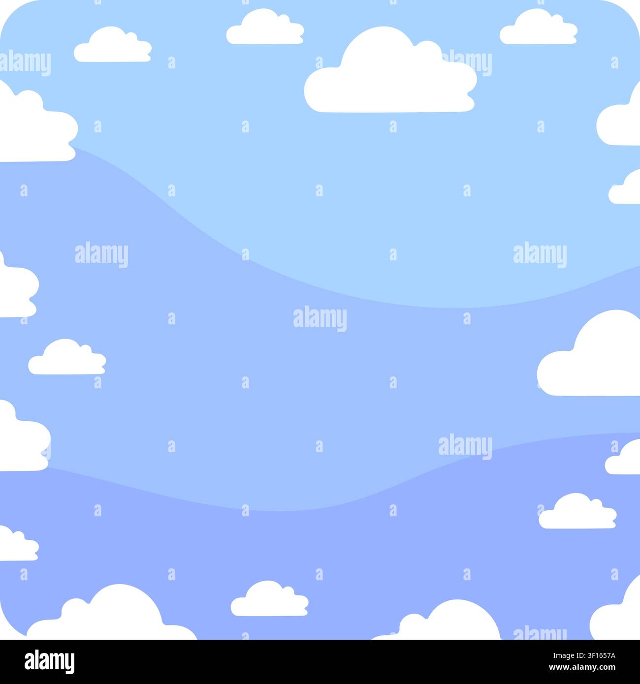 Blue cloudy memo card template. Stock Vector