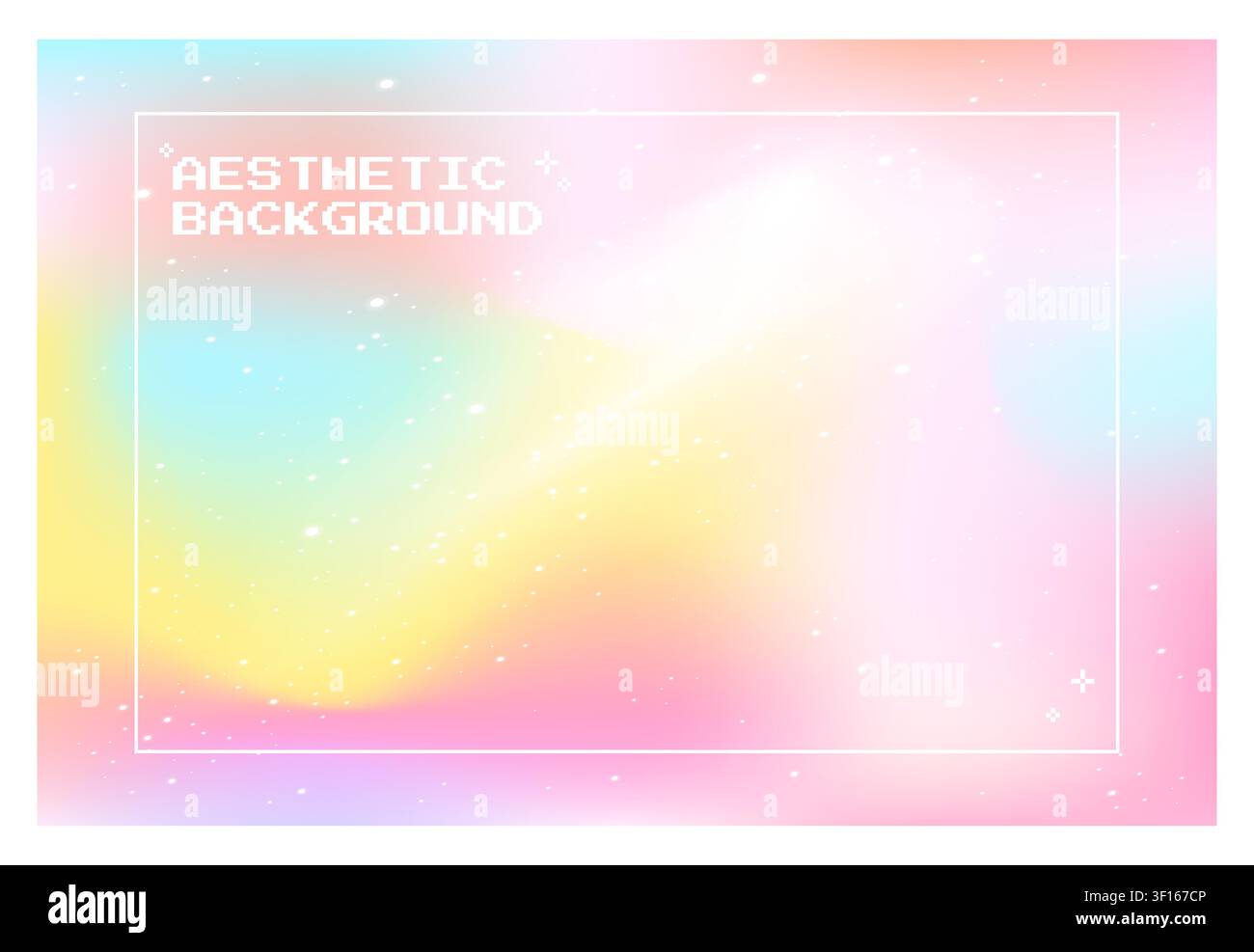 Pastel Aesthetic Gradient Background With Pixel Frame And Copy Space Stock Vector