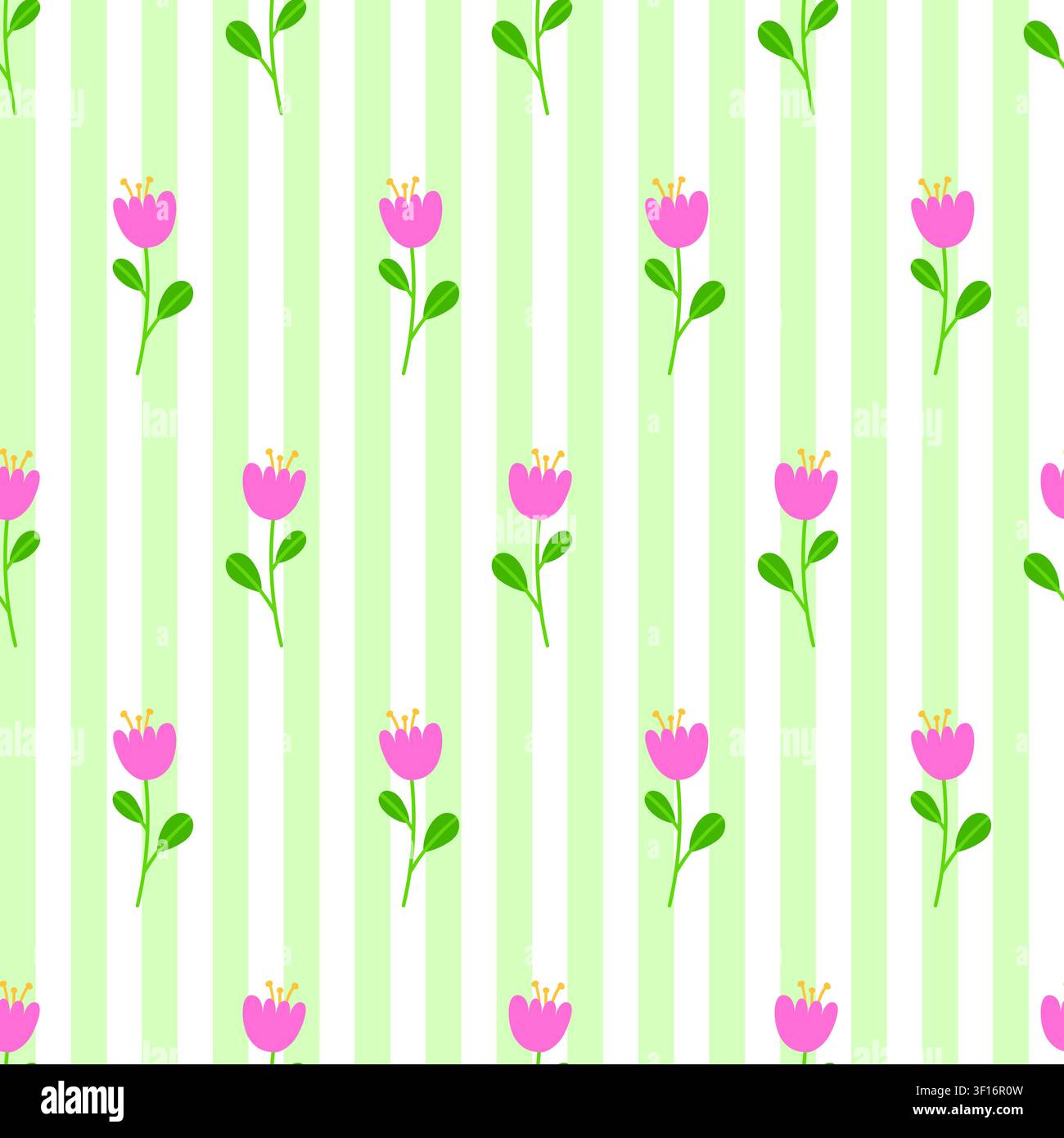 Striped pattern with tulips Stock Vector