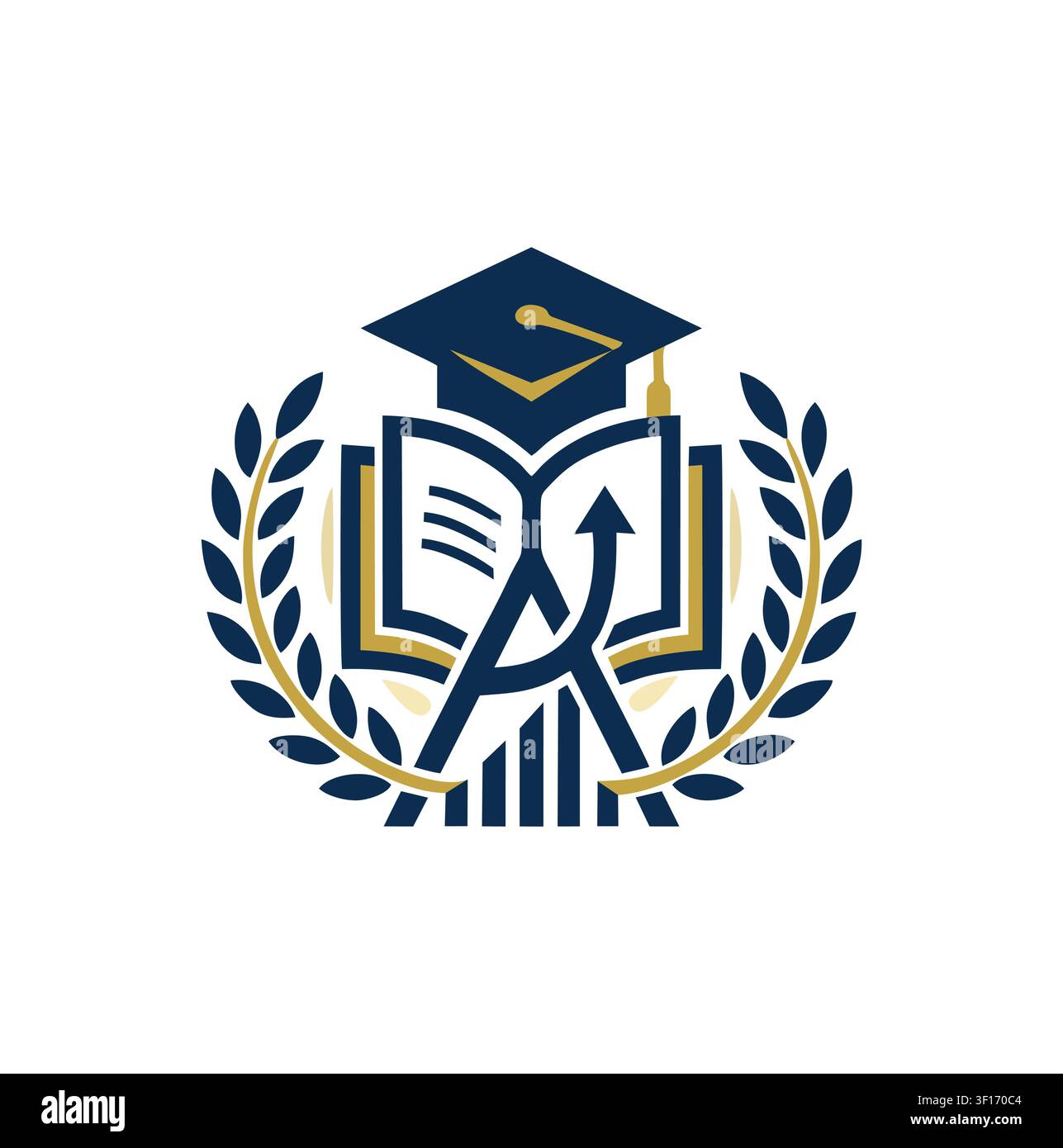 Comprehensive Academic Compass and Growth Metric Crest Stock Vector