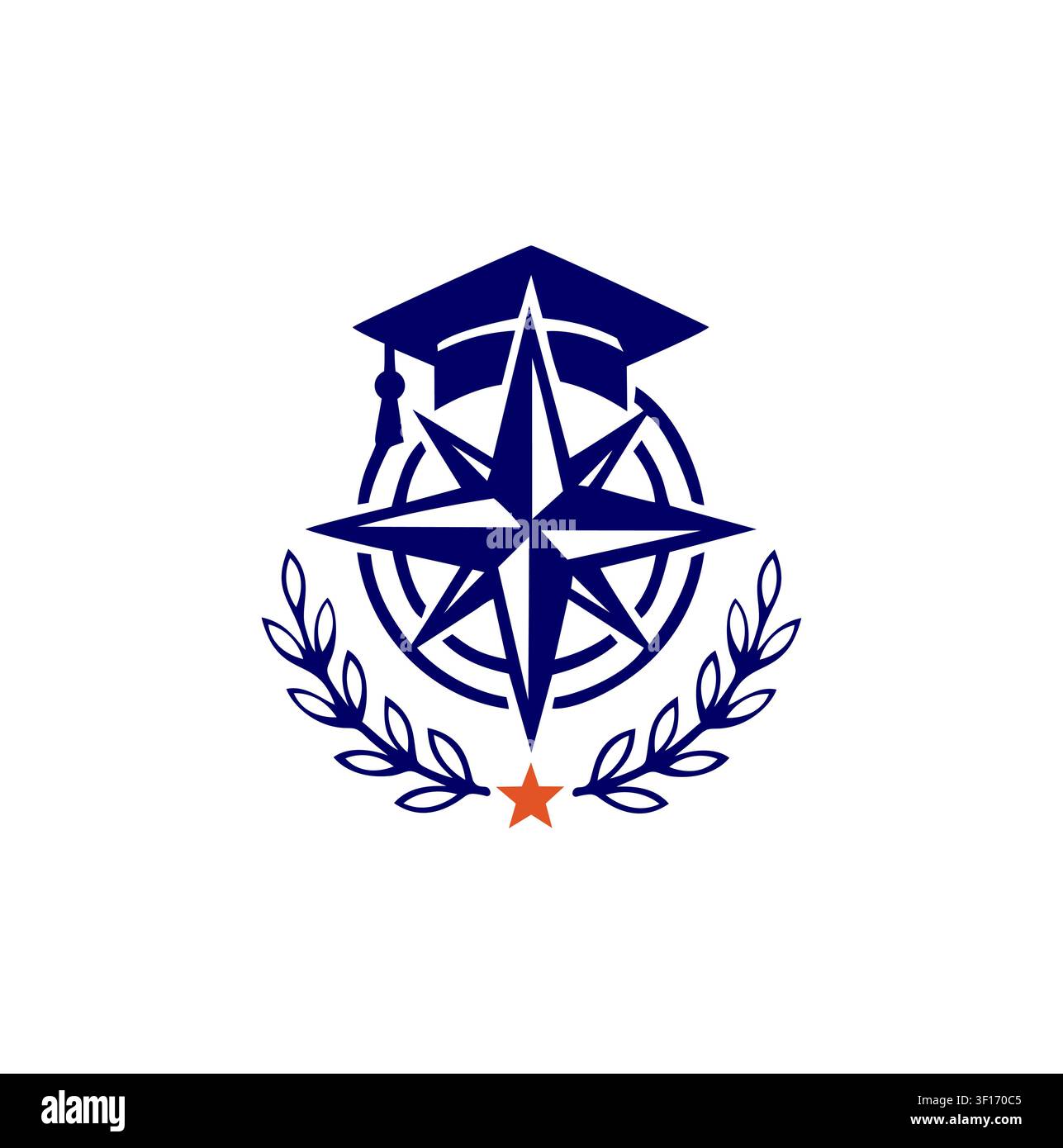 Compass and Graduation Cap Academic Excellence Crest Stock Vector