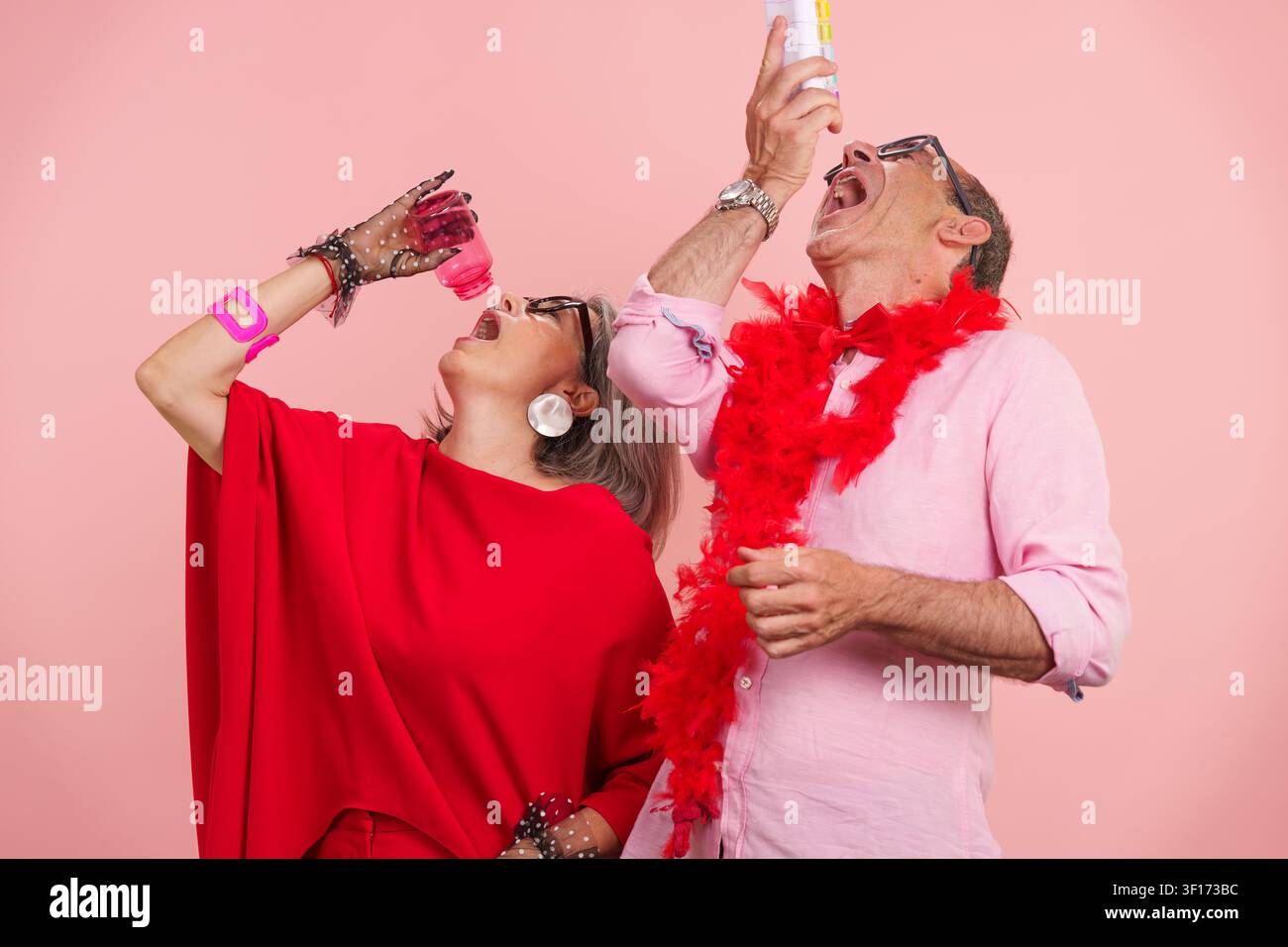 Older couple enjoying active longevity with supplements Stock Photo