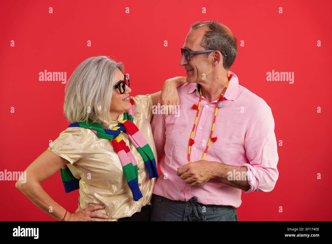 Mature couple smiling enjoying active positive longevity Stock Photo