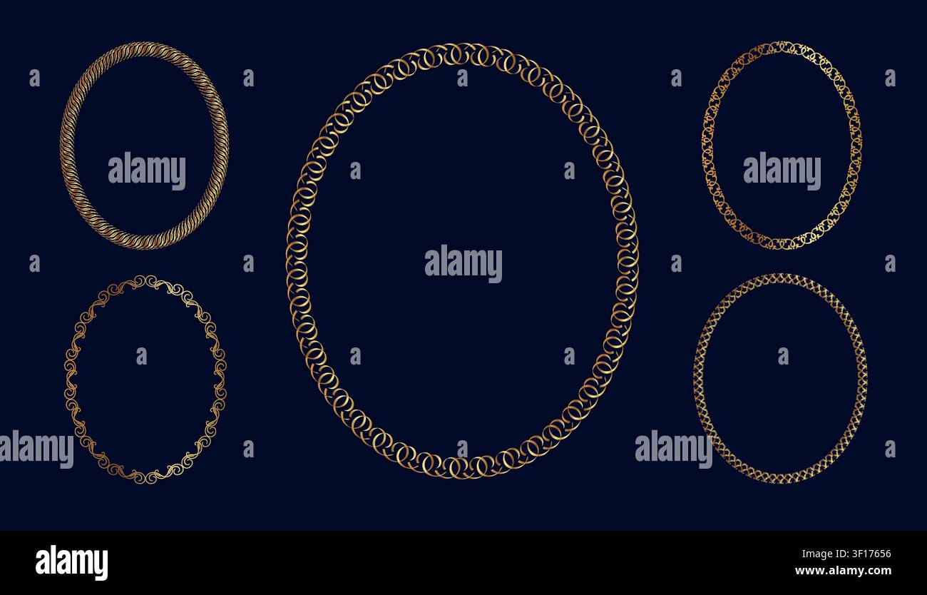Rectangle Vintage Frames Set Isolated On A Dark Background. Vector Illustration. Stock Vector