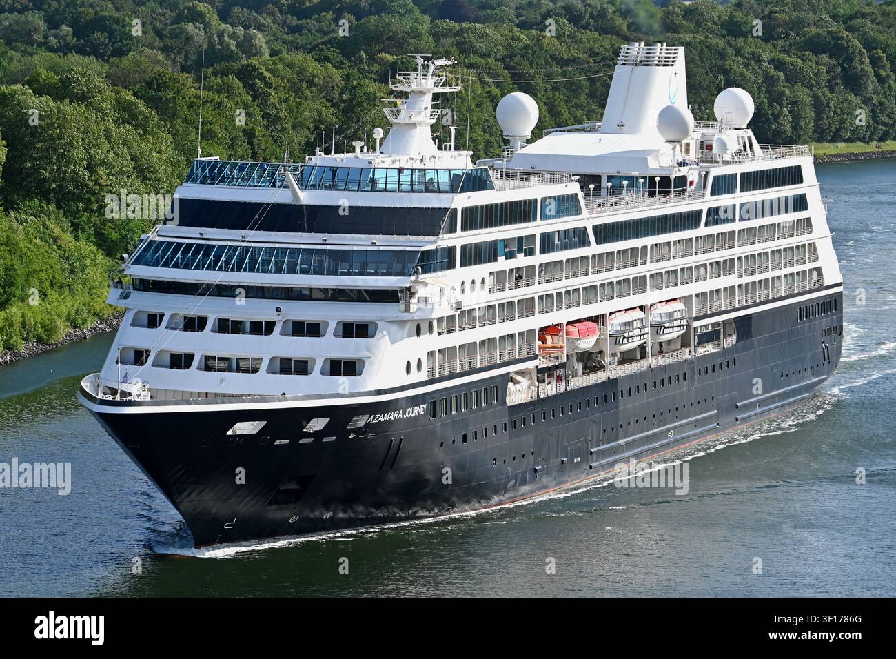 Cruiseship AZAMARA JOURNEY passing the Kiel canal Stock Photo