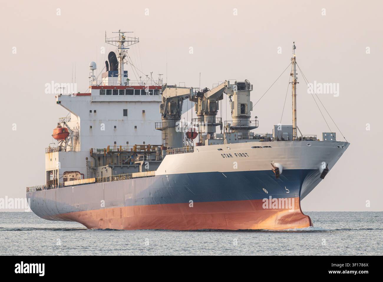 Refrigerated cargo ship STAR FIRST at the Kiel fjord Stock Photo