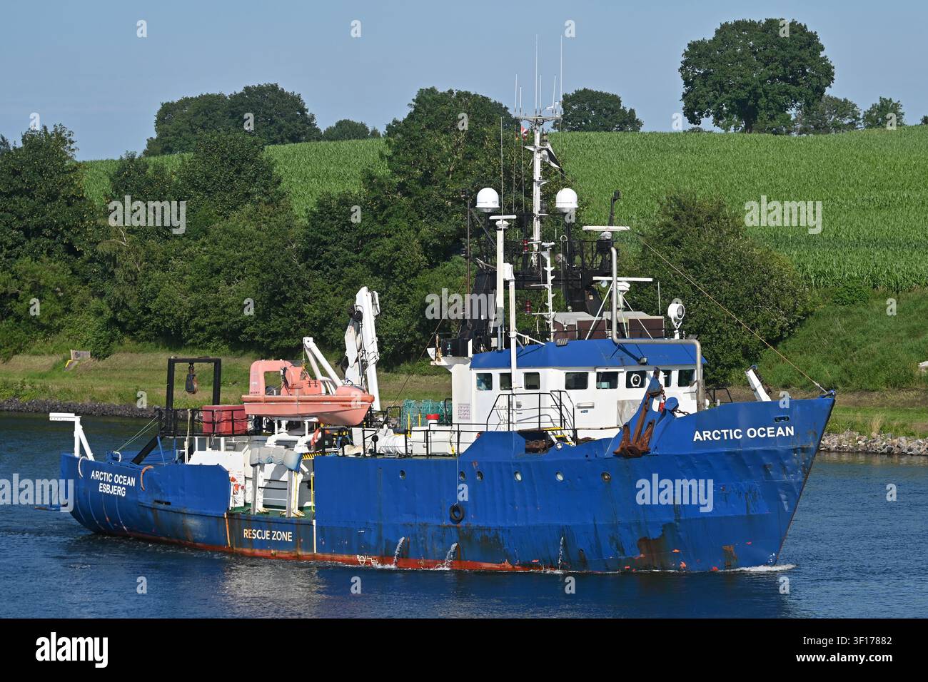 Offshore safety vessel ARCTIC OCEAN at the Kiel canal Stock Photo