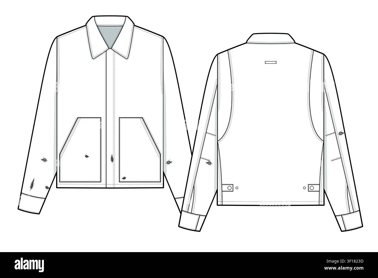 Chore coat vector design mockup template technical flat drawing. Stock Vector