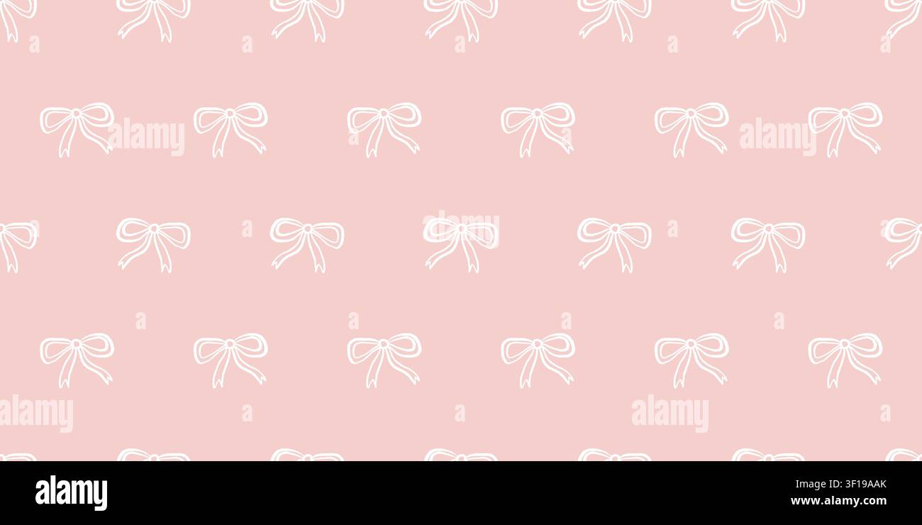 Pink bow minimal vector seamless pattern Stock Vector