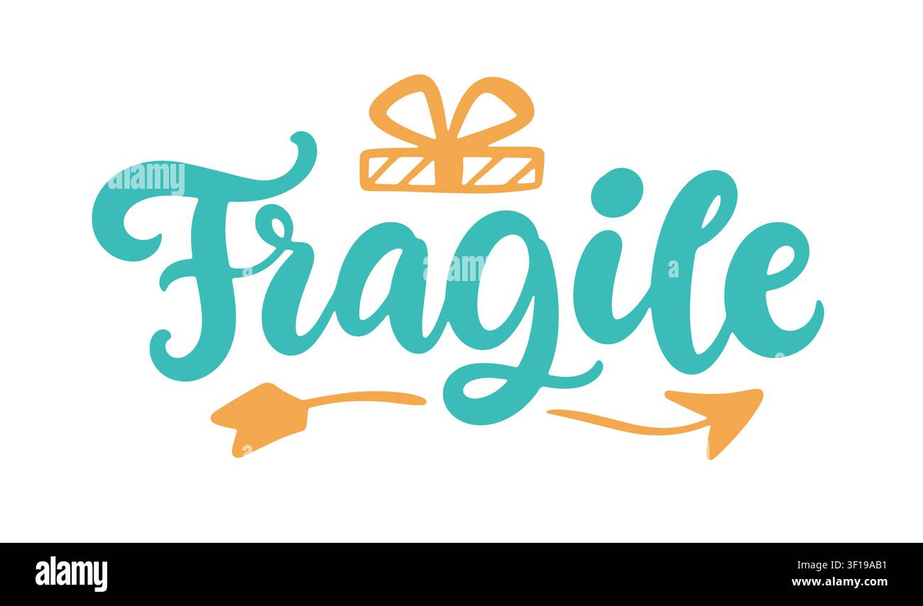 Fragile vector lettering package sticker label Stock Vector