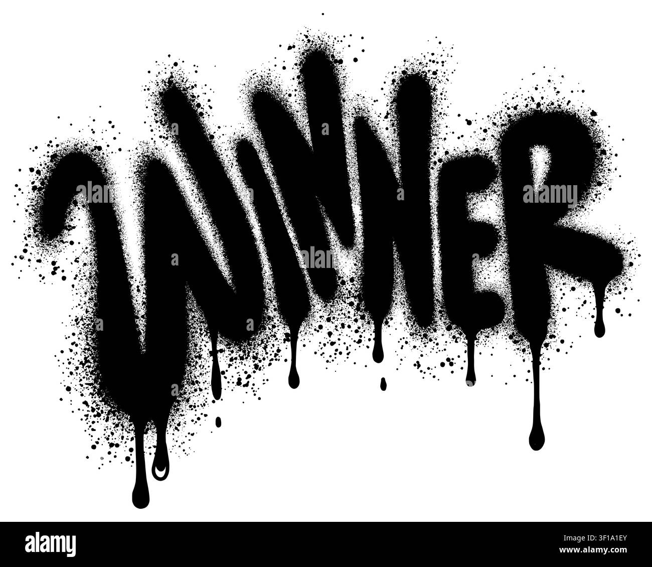 Graffiti winner text sprayed in black over white. Stock Vector