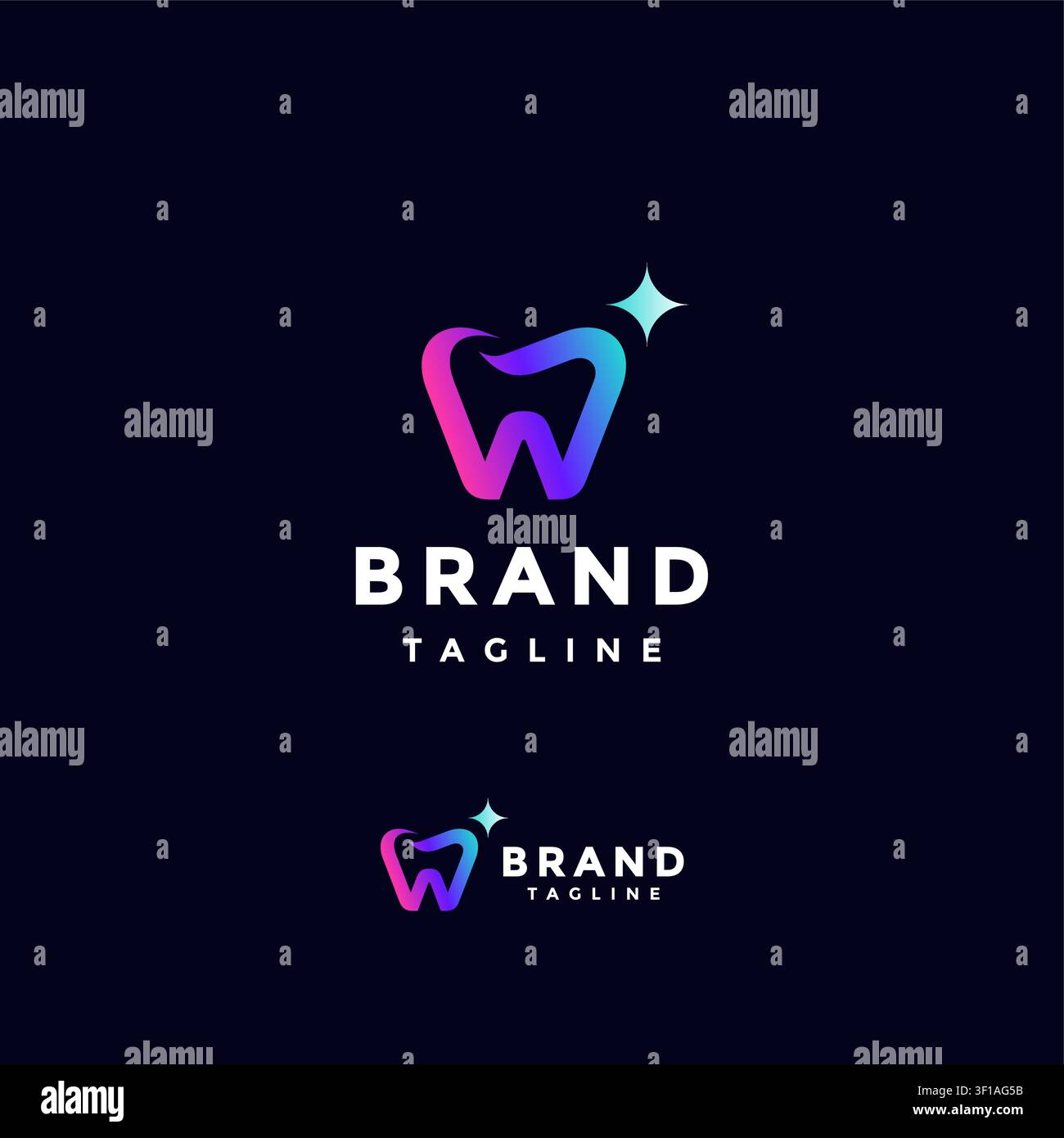 Simple Teeth Initials Letter W Logo Design. Shining W Initial Teeth Icon Logo Design. Stock Vector