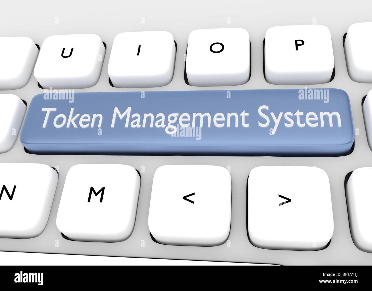 3D illustration of the script Token Management System. Stock Photo