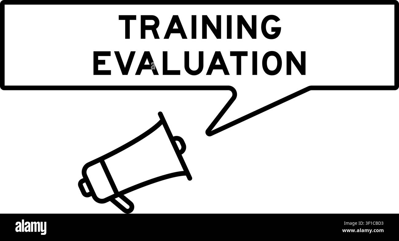 Megaphone icon with speech bubble in word training evaluation on white background Stock Vector