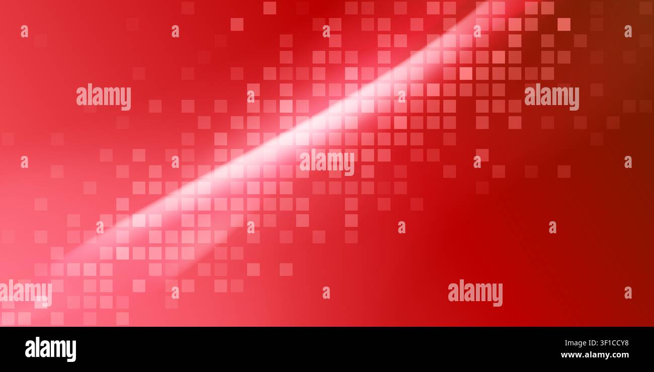 Vibrant red abstract background featuring a diagonal gradient and a subtle, glowing square tile pattern overlay. Stock Vector