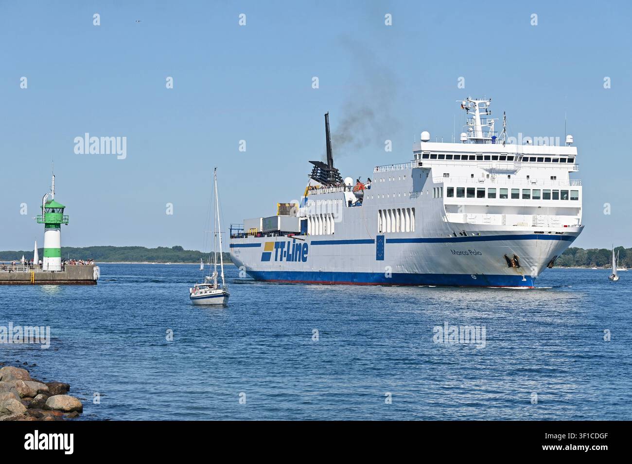 Ferry MARCO POLO arrives at Travemünde Stock Photo