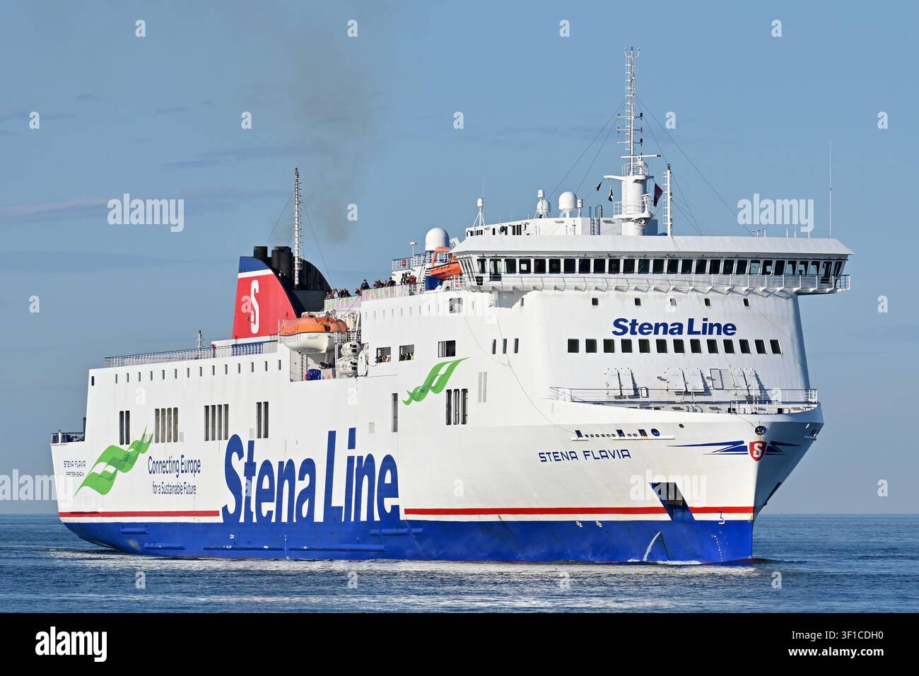 Ferry STENA FLAVIA arrives at Lübeck-Travemünde Stock Photo