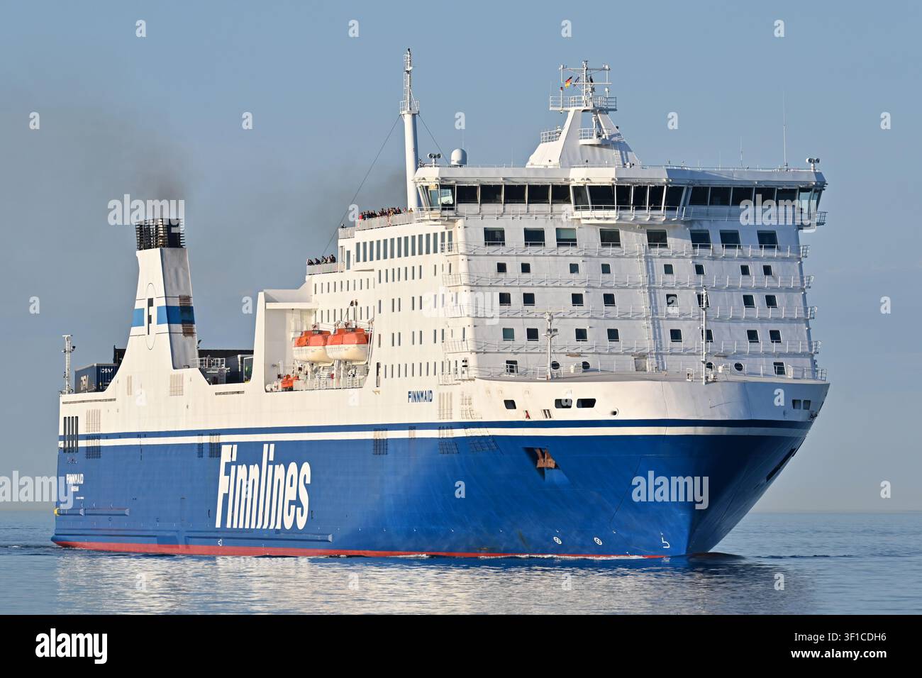 Ferry FINNMAID arrives at Lübeck-Travemünde from Helsinki Stock Photo