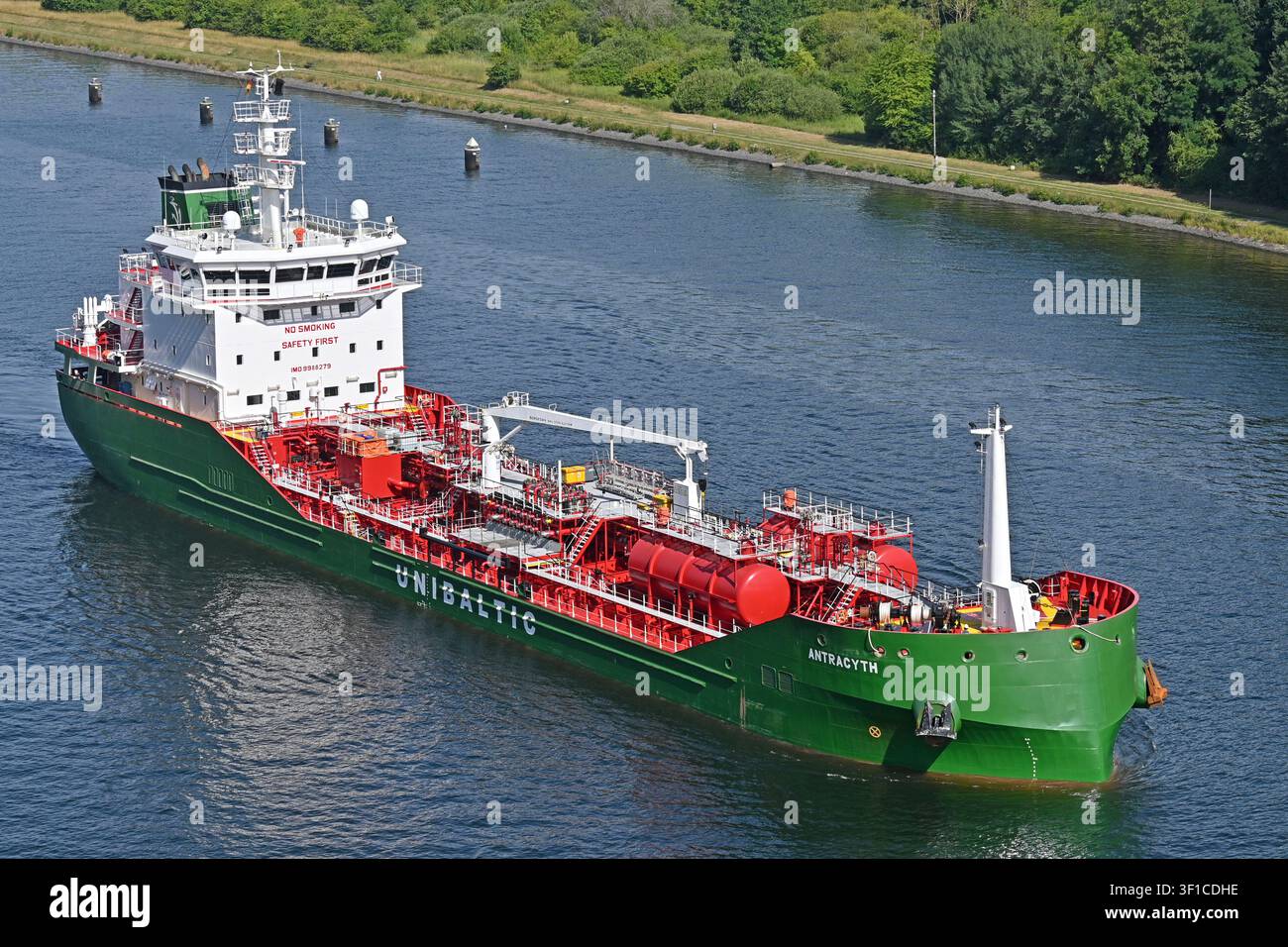 Chemical / oil products tanker ANTRACYTH passing the Kiel canal Stock Photo