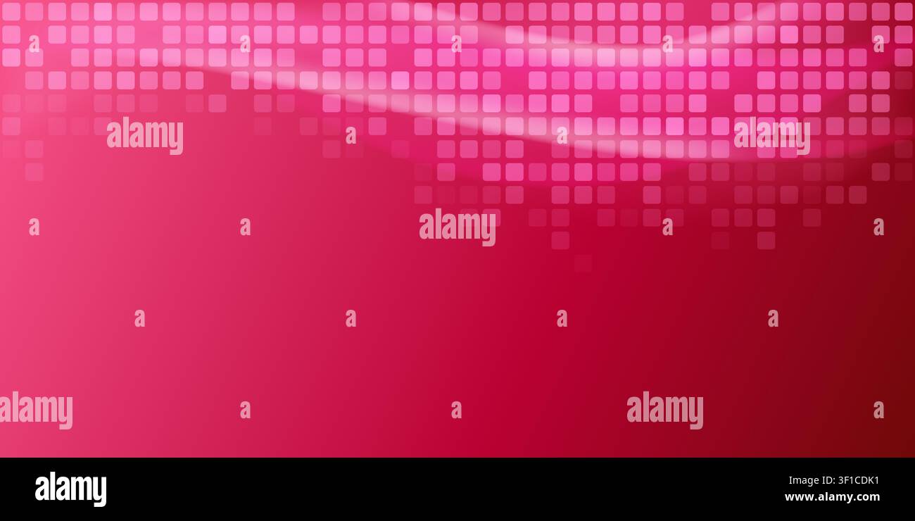 Vibrant pink and magenta abstract background featuring a digital tile pattern fading into a solid color gradient. Stock Vector