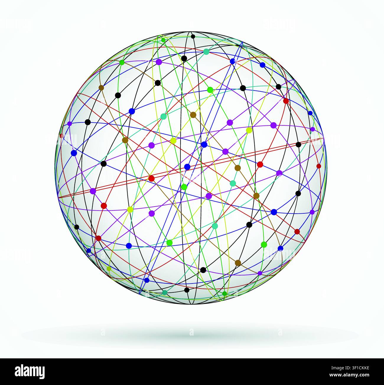 Multicoloured sphere of global digital connections, network Stock Vector