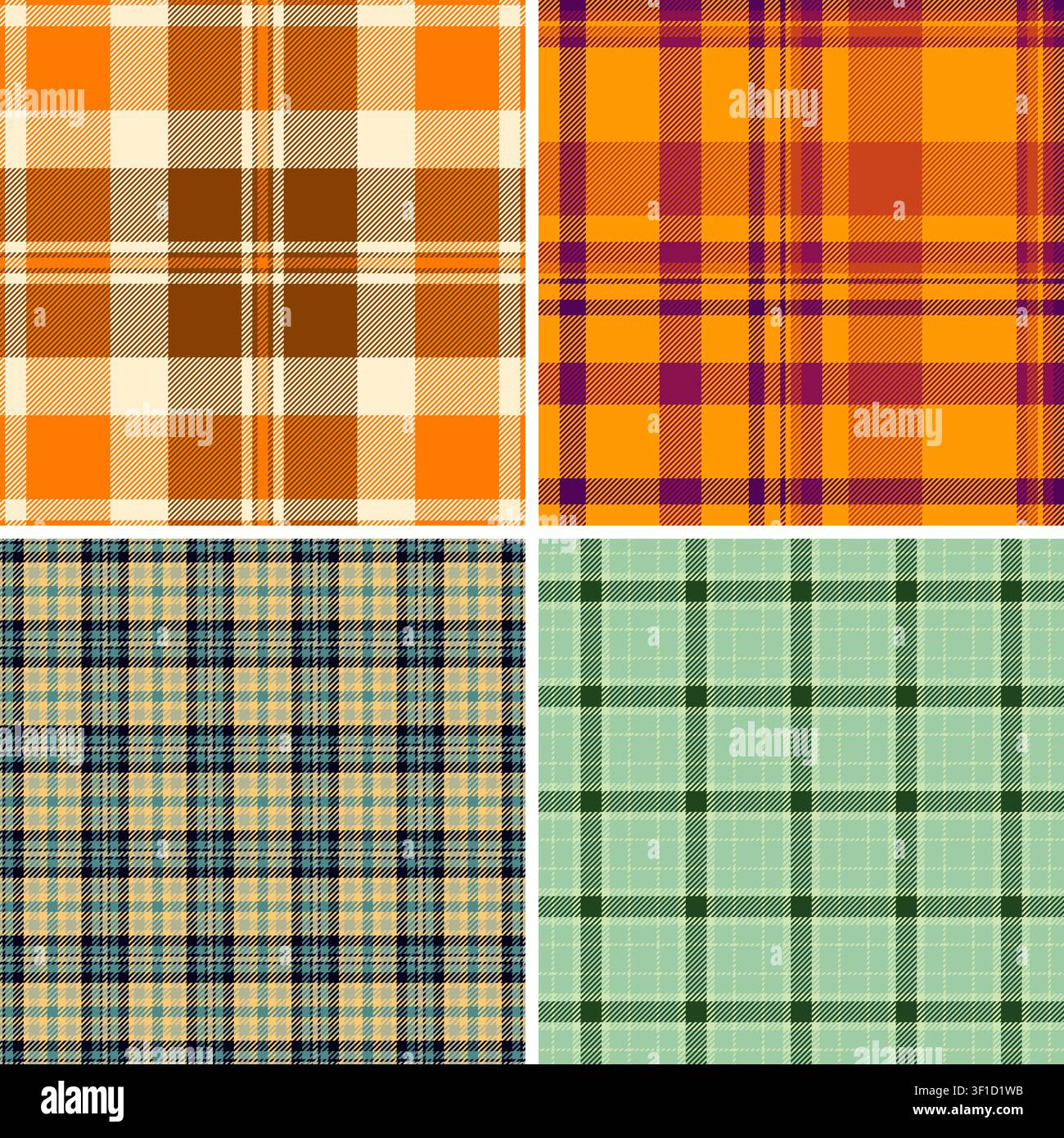 Plaid collection ideal for diary kits. Coordinated tartan repeats create cohesive and visually appealing printed sets. Vector format allows resizing. Stock Vector