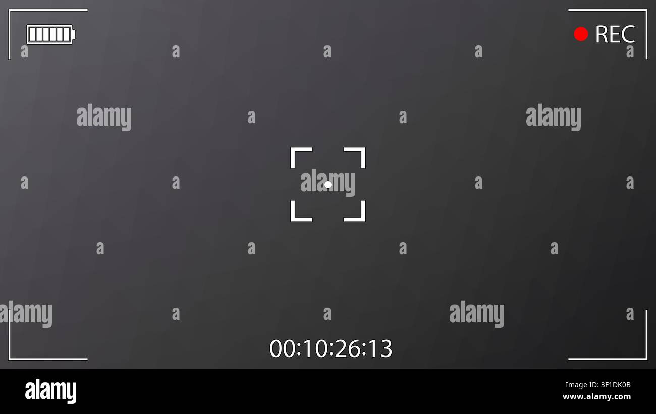 Modern photo or videocamera focusing screen isolated - digital, mirrorless, DSLR, cameraphone. Viewfinder camera recording. 8K ready detailed template Stock Vector
