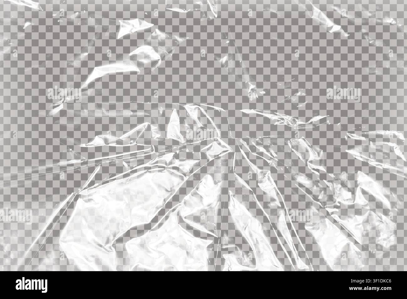 Realistic plastic polyethylene layer overlay isolated on transparent background. Wrapping packaging vinyl texture. Vector illustration Stock Vector