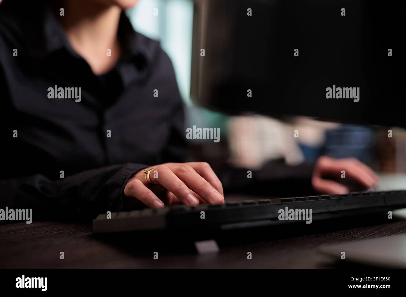 Neural network programmer developing artificial intelligence data processor, Security application engineer encrypting vital company information on blockchain system. Stock Photo