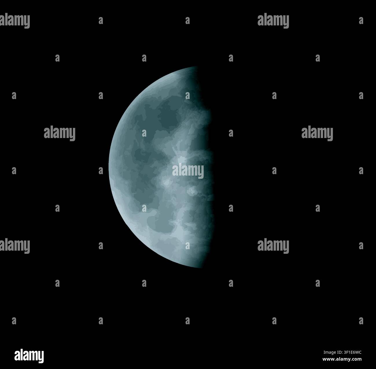 Last quarter moon on black background. Vector illustration Stock Vector
