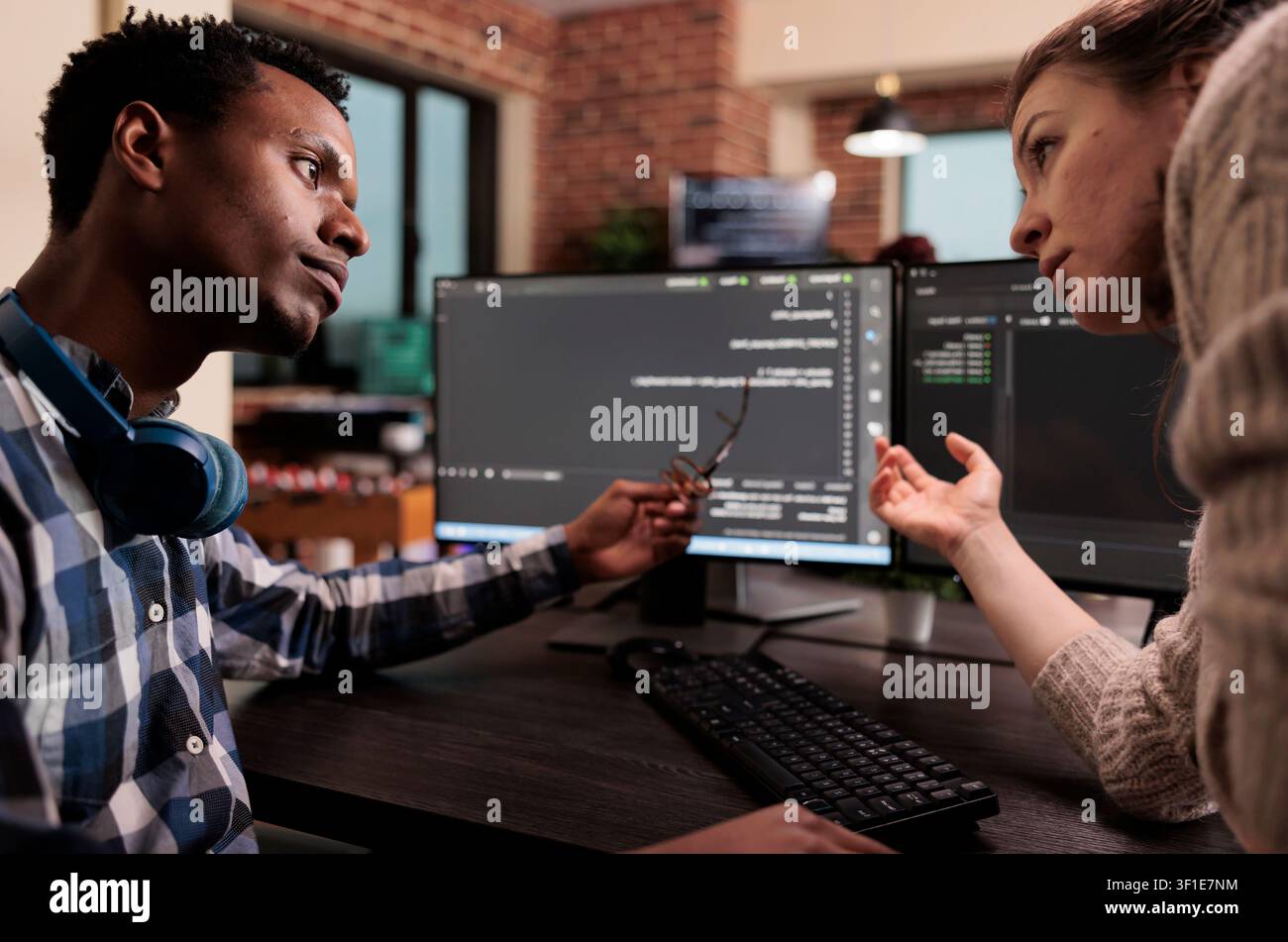 Engineers build machine learning code, programming engineers developing machine learning algorithm in order to sustain system security stability. Stock Photo