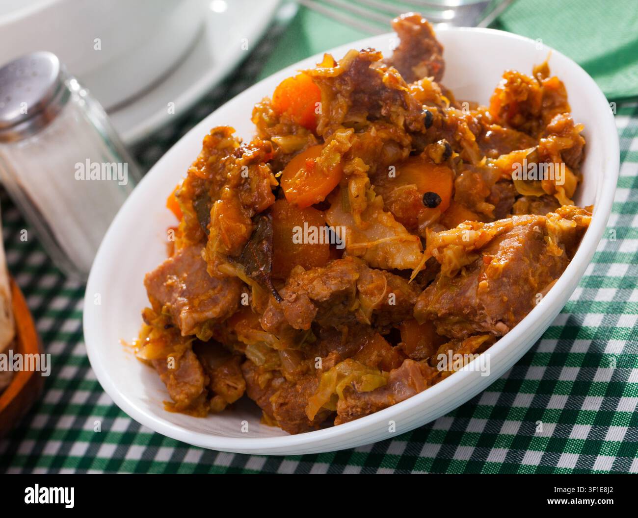 Stewed pork with braised cabbage Stock Photo