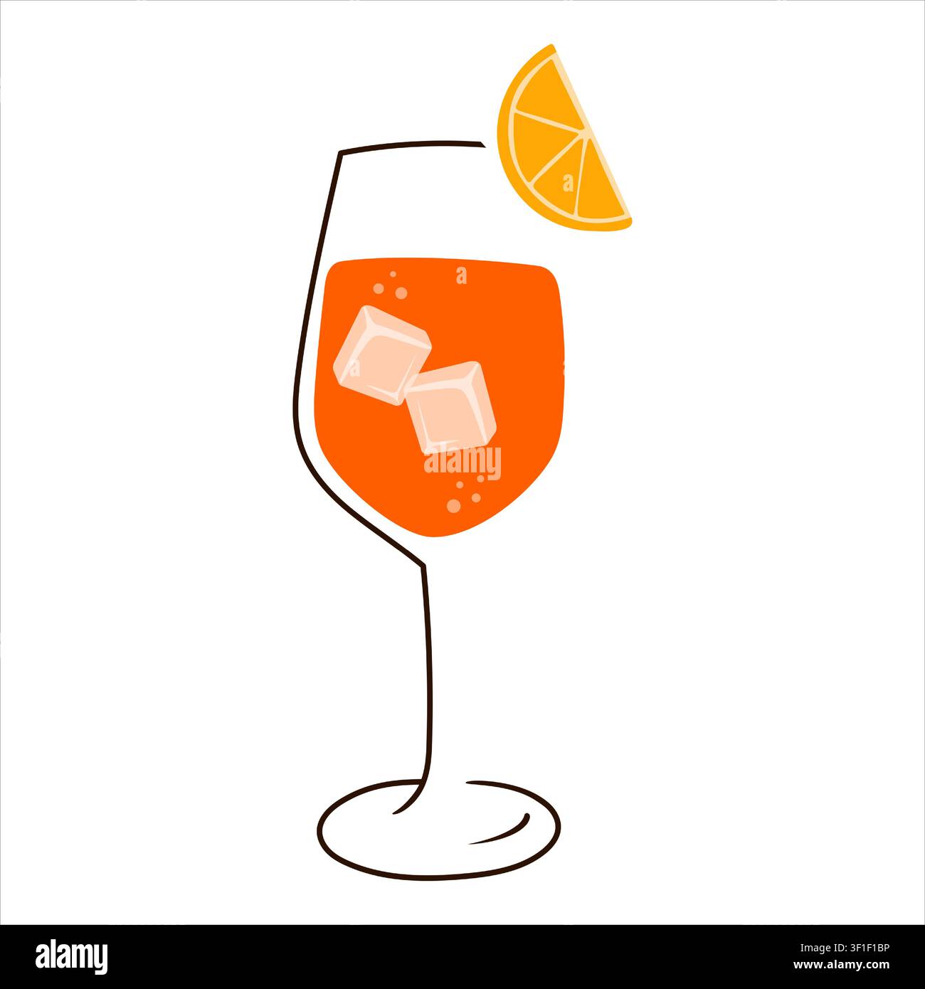 Minimal Aperol Spritz Vector Illustration for Summer Cocktail Design Stock Vector