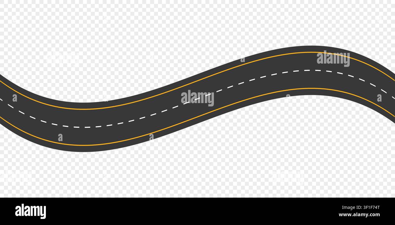 Winding road with dashed line vector illustration Stock Vector