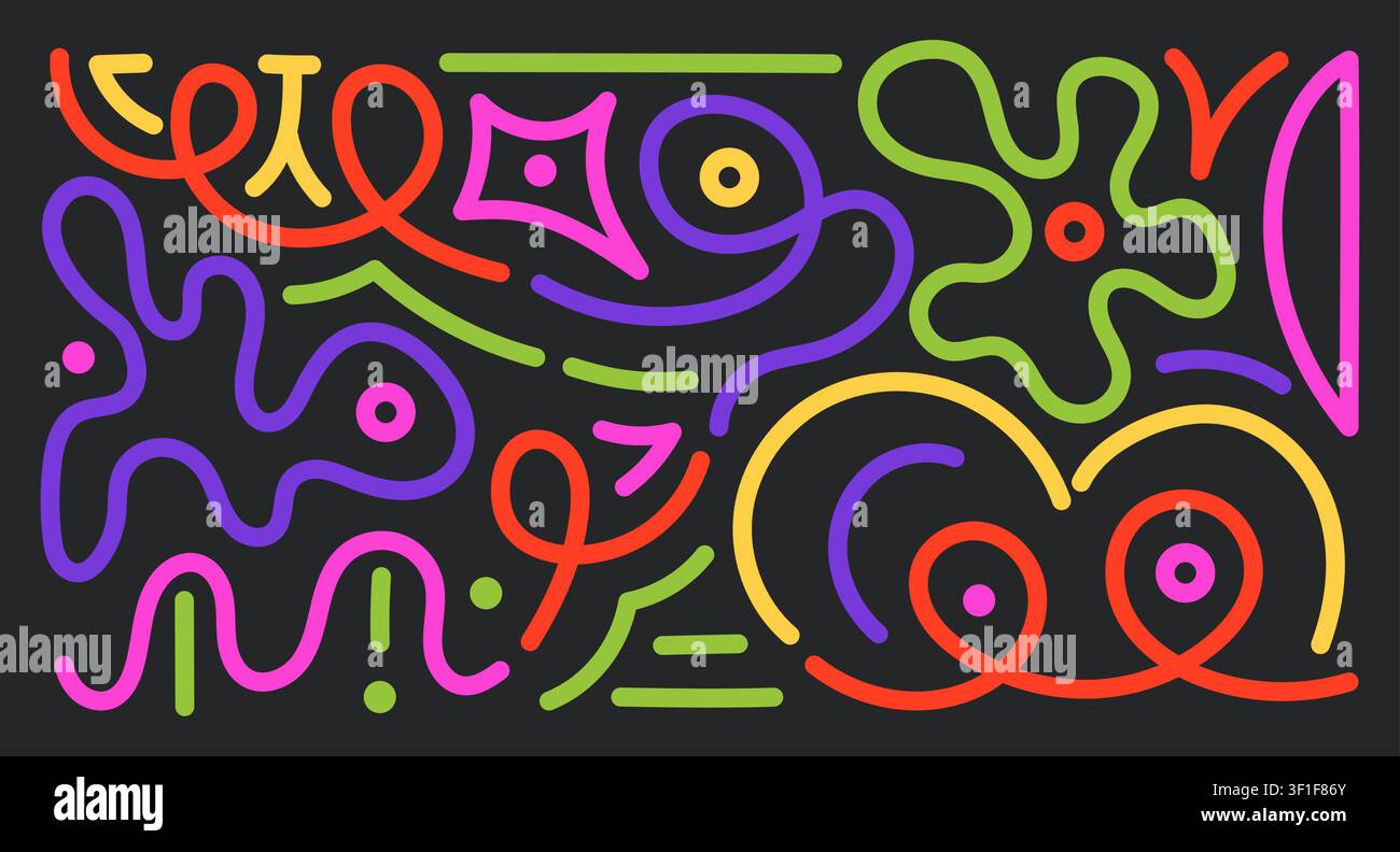 Neon Abstract Doodle Elements Stock Vector