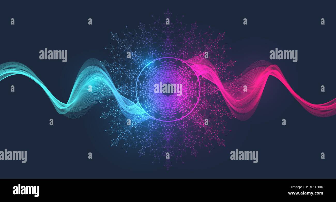 Quantum computer technology concept. Artificial intelligence. Big data algorithms visualization for business, science, technology, fintech, blockchain Stock Vector