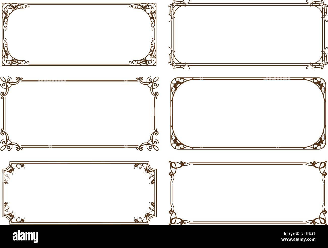 Rectangle Vintage Frames Set Isolated On A Dark Background. Vector Illustration. Stock Vector