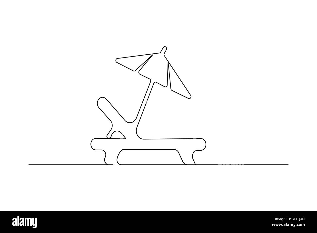 Beach chair with umbrella continuous line drawing icon for summer holiday resort branding vector design Stock Photo
