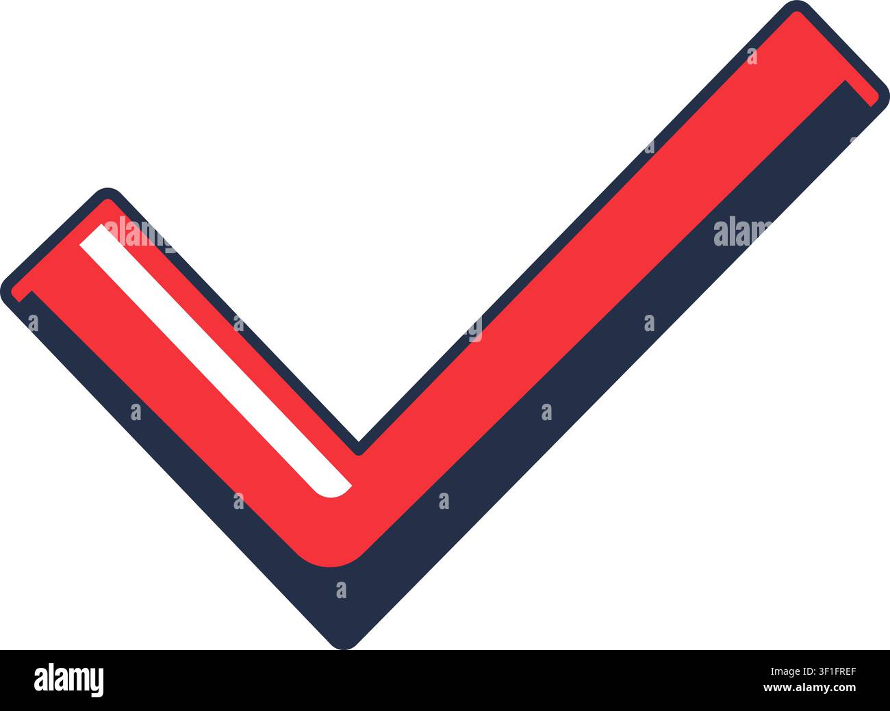 Red checkmark flat illustration representing verification completion approval and successful confirmation Stock Vector