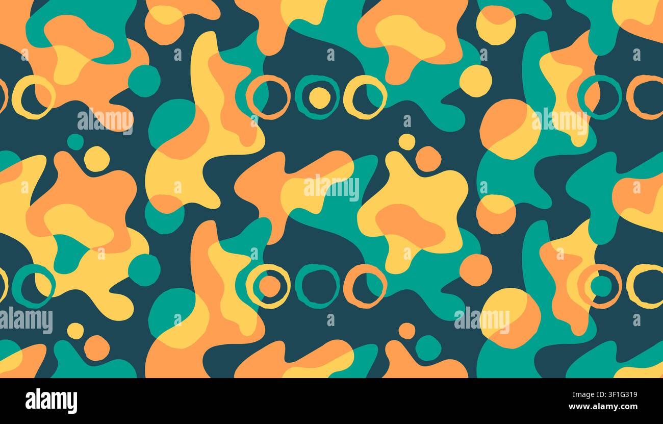 Abstract seamless pattern with random wavy shapes - modern vector repeatable background in neutral colors Stock Vector