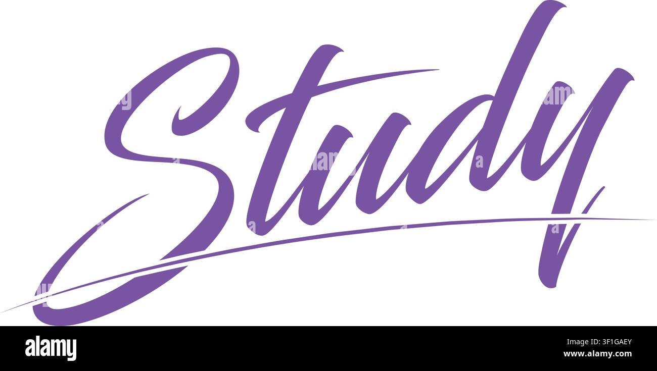 Study Abroad Purple Script Text Effect Stock Vector