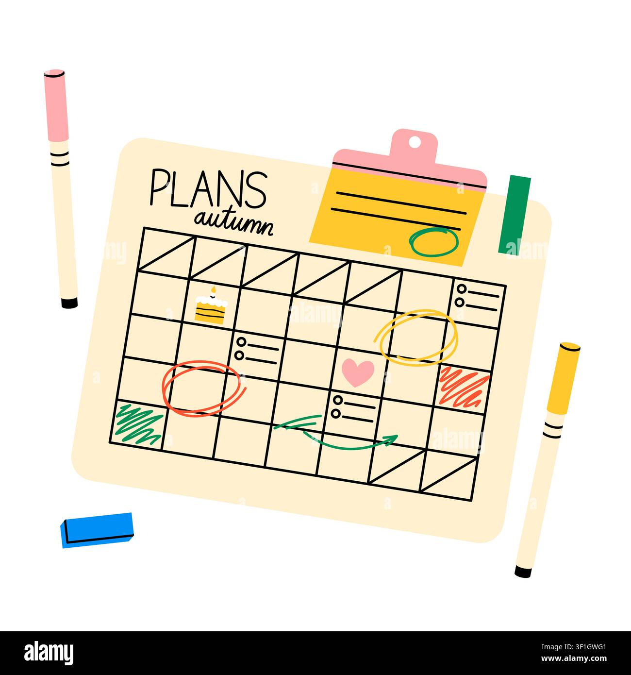 Autumn plans calendar planner vector Stock Vector