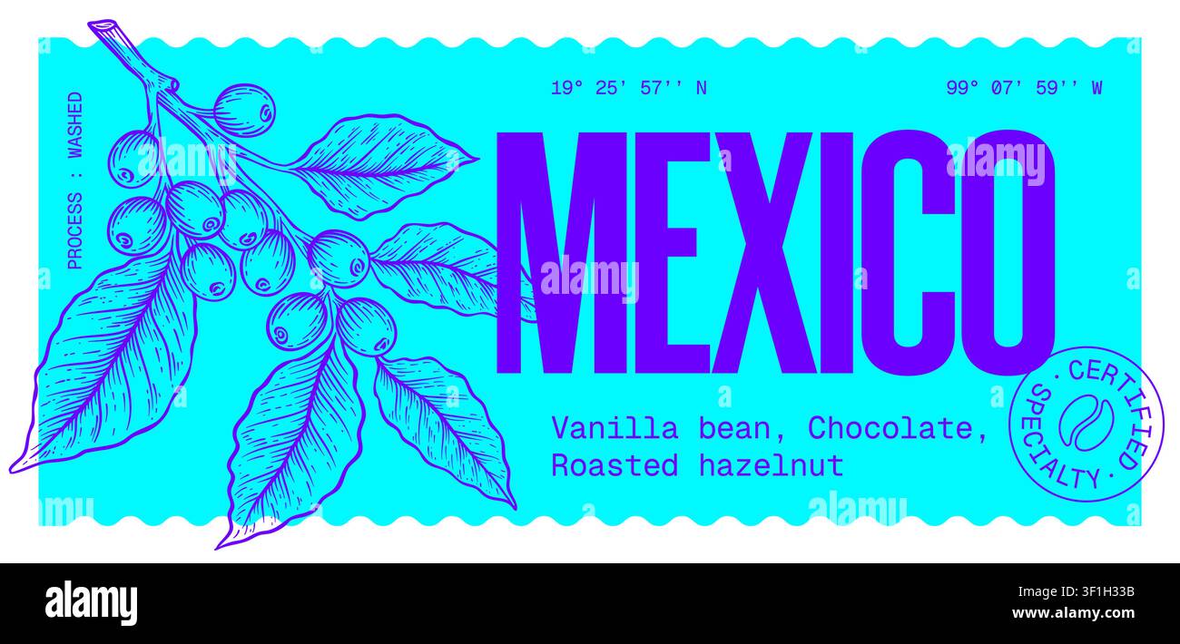 Coffee bean branch. Label, tag Stock Vector