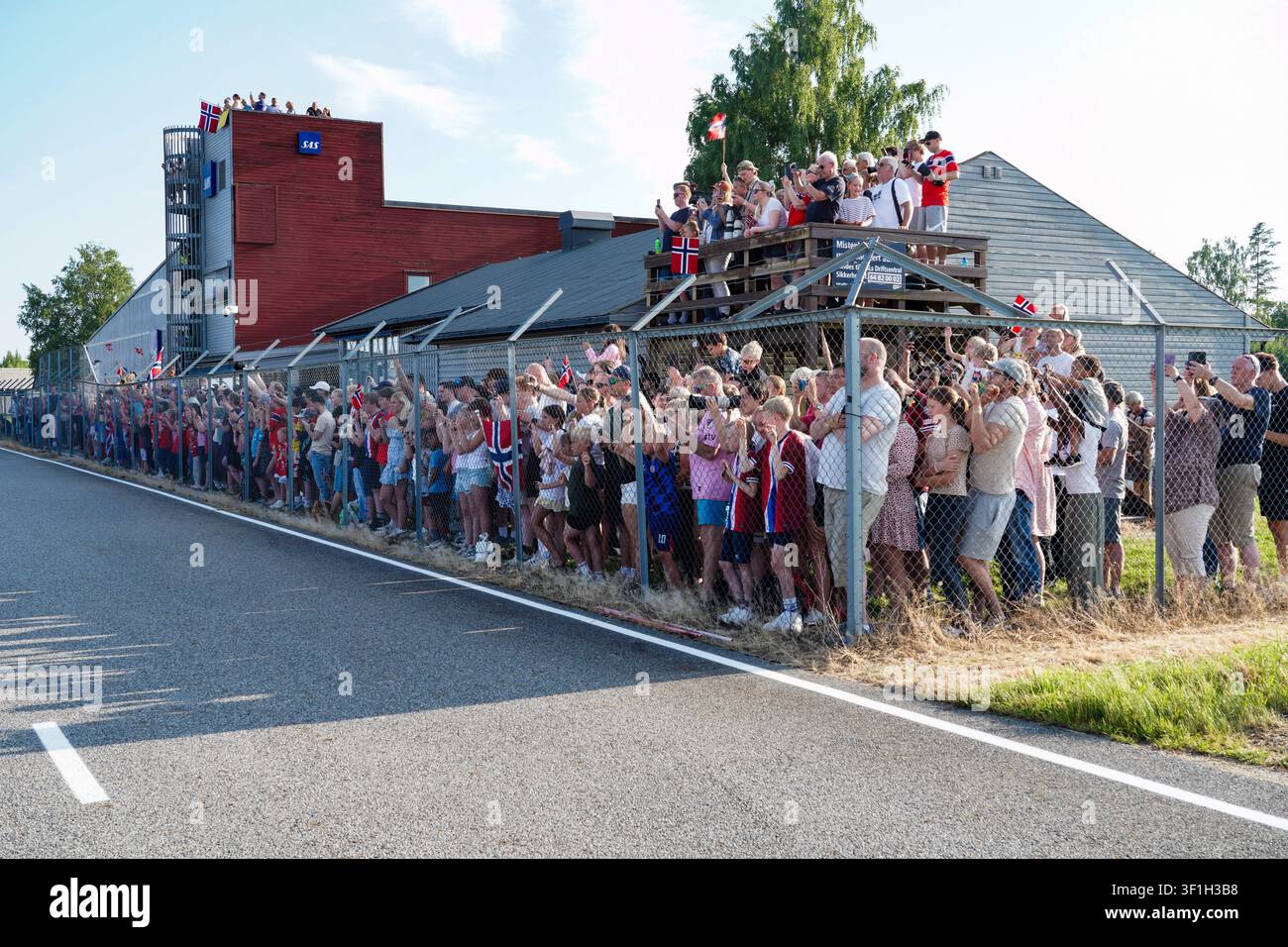 Gardermoen 20260713. Supporters have lined up to see the national ...
