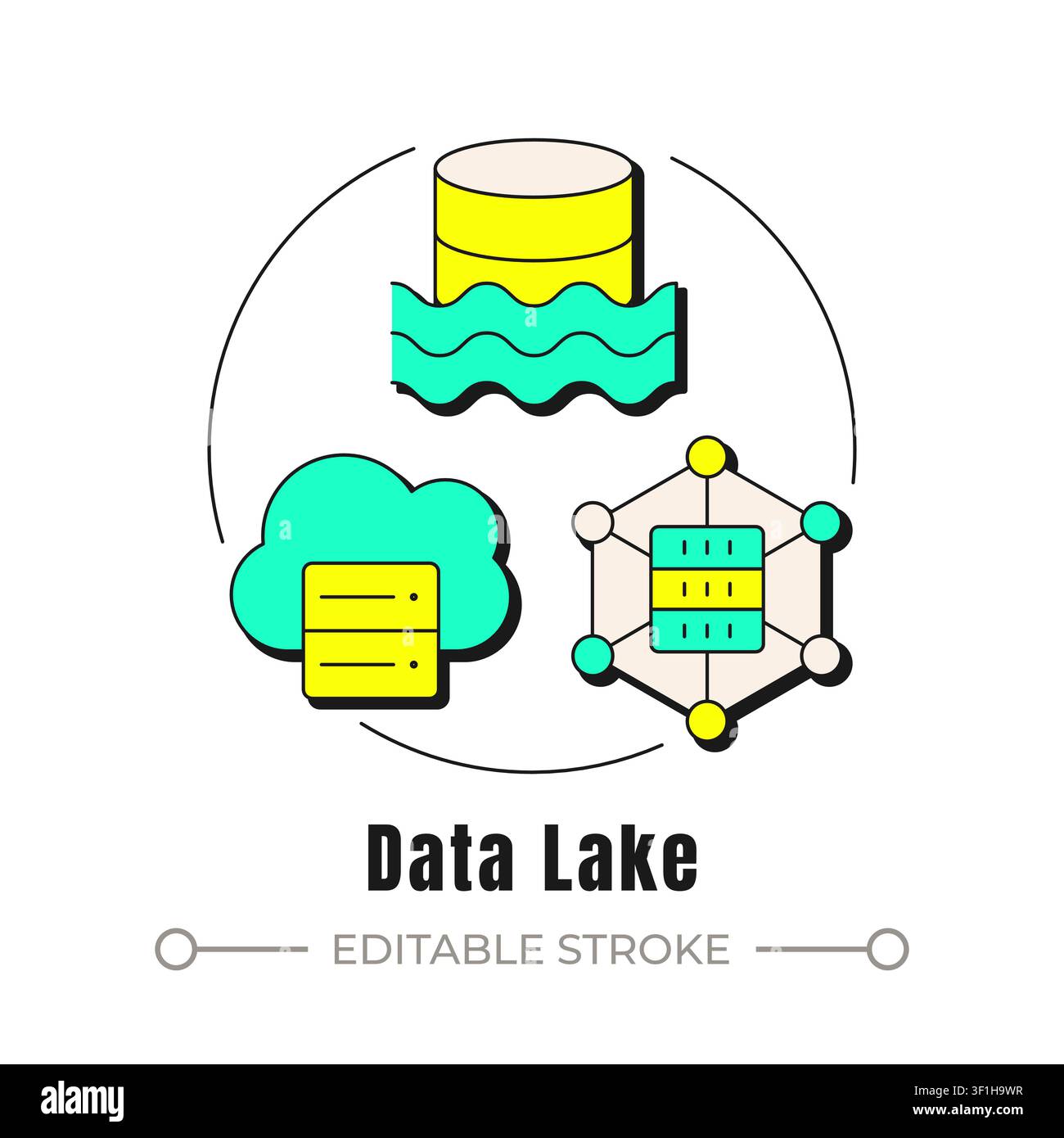 Data lake neubrutalism concept icon Stock Vector