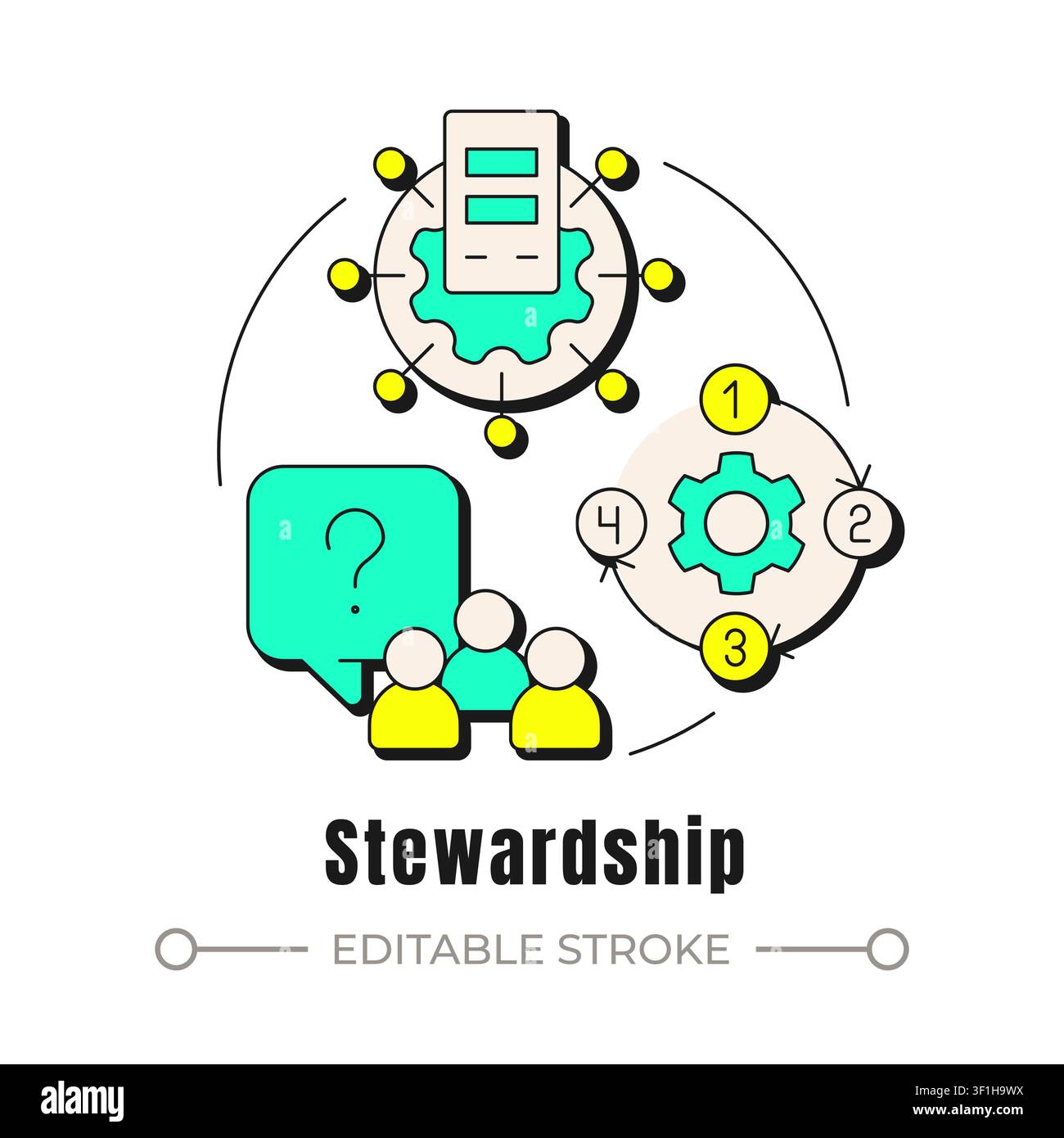 Stewardship neubrutalism concept icon Stock Vector
