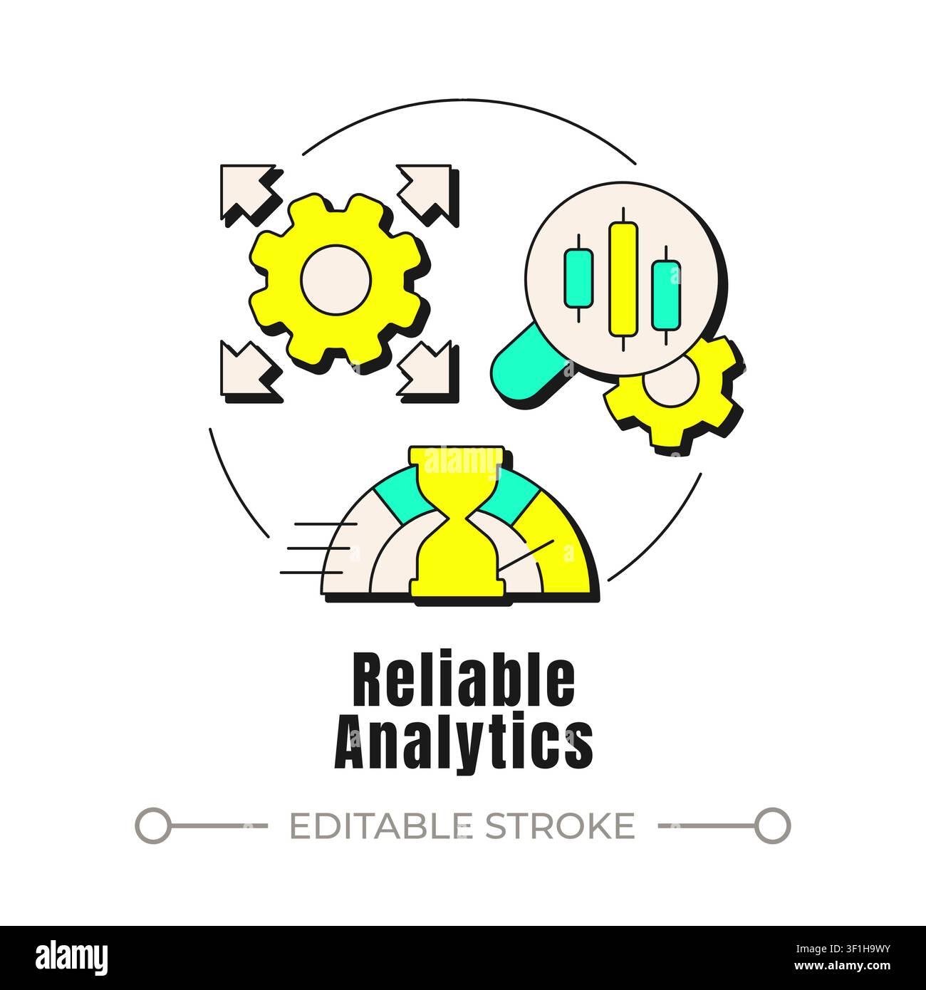 Reliable analytics neubrutalism concept icon Stock Vector